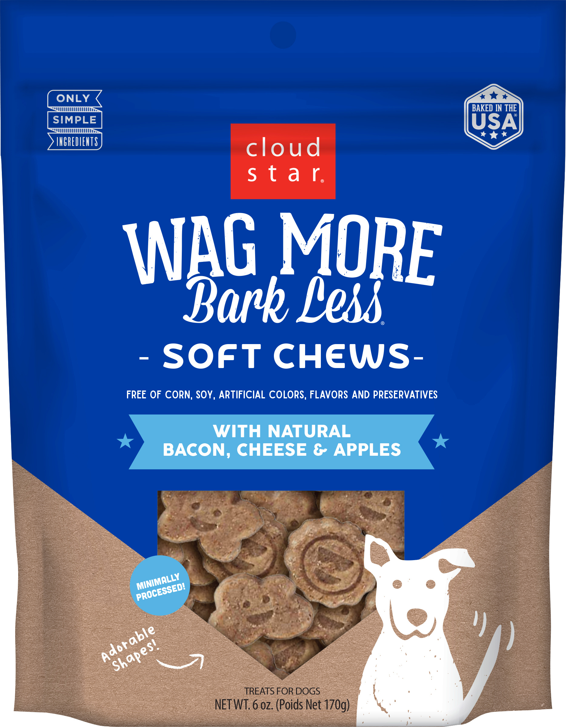 Cloud Star-Wag More Bark Less Soft and Chewy Bacon Cheese and Apples Dog Treats
