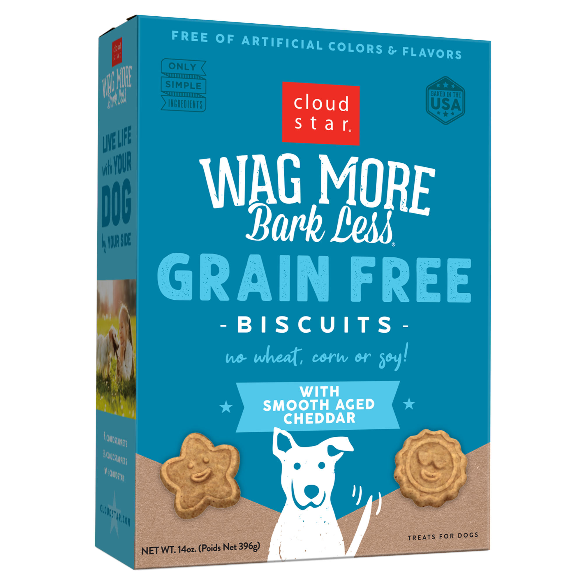 Cloud Star-Wag More Bark Less Oven Baked Gain Free Smooth Aged Cheddar Dog Treats