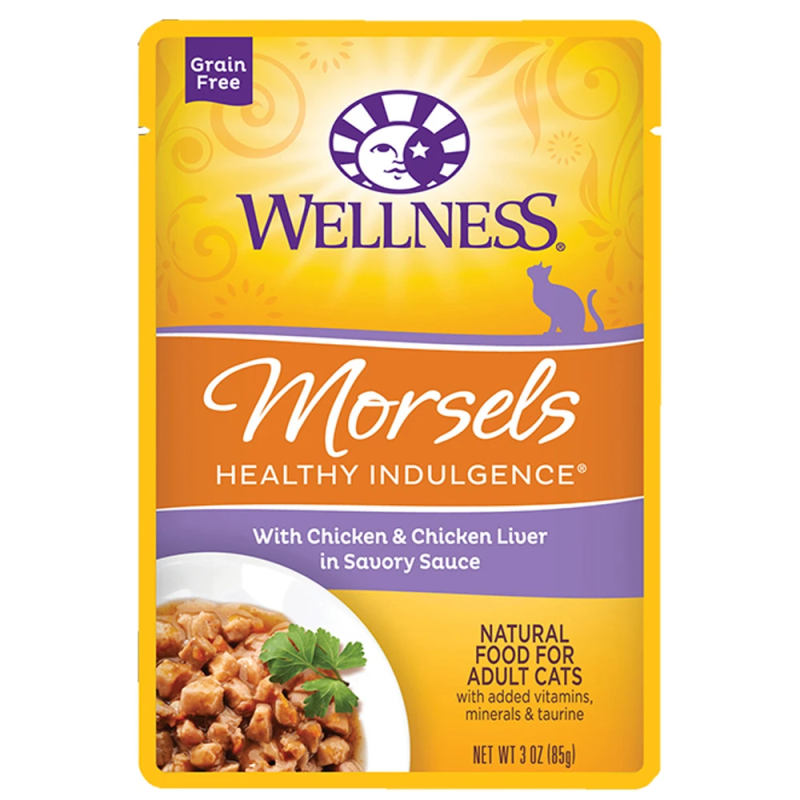 Wellness-Healthy Indulgence Morsels with Chicken and Chicken Liver in Savory Sauce Cat Food Pouch
