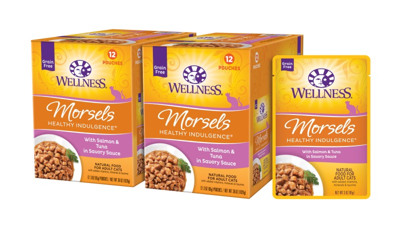 Wellness-Healthy Indulgence Natural Grain Free Morsels with Salmon and Tuna in Savory Sauce Cat Food Pouch