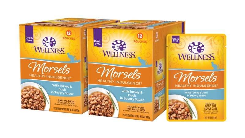 Wellness-Healthy Indulgence Natural Grain Free Morsels with Turkey and Duck in Savory Sauce Cat Food Pouch