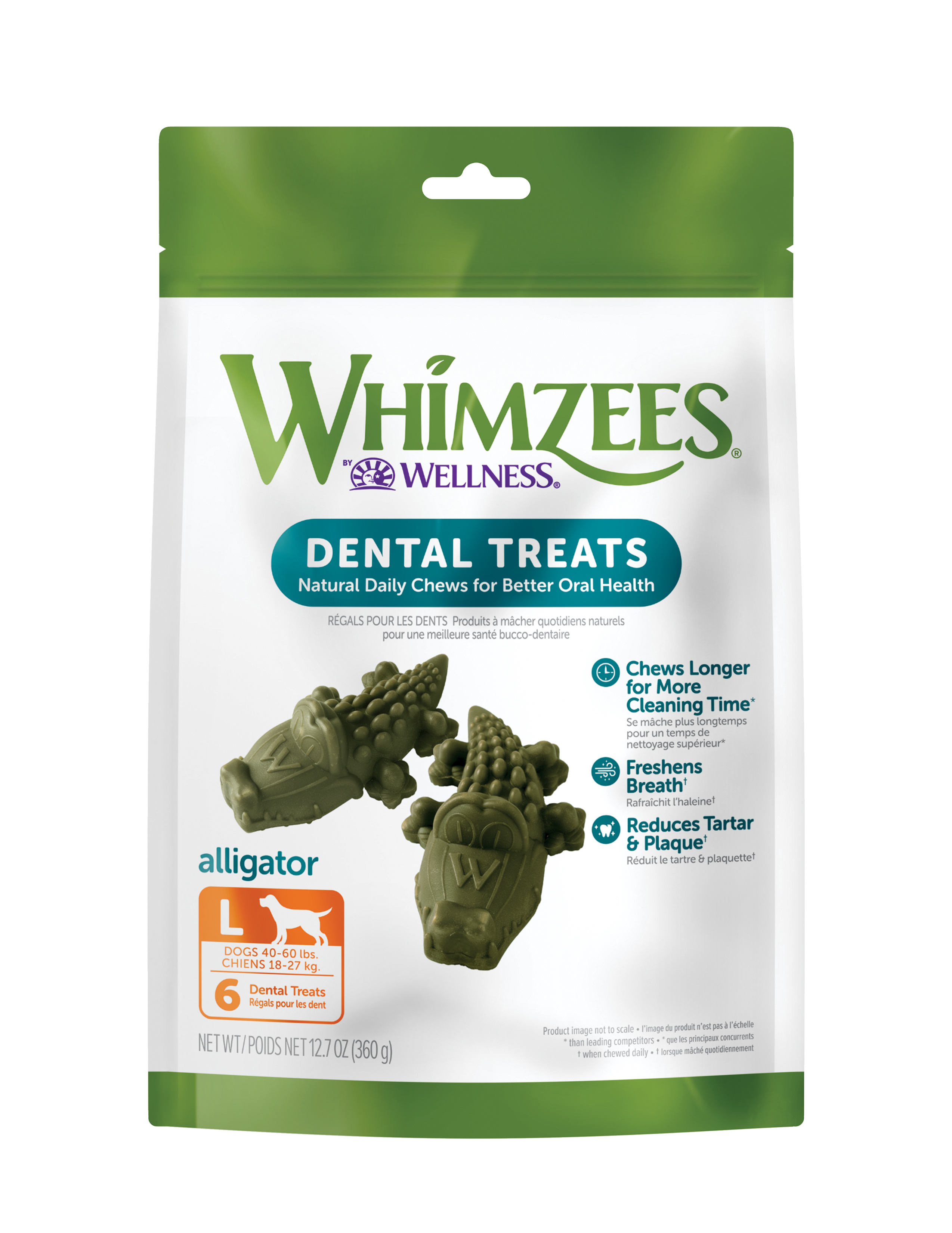 WHIMZEES-Alligator Dental Chews - Large for Dogs 40-60 lbs