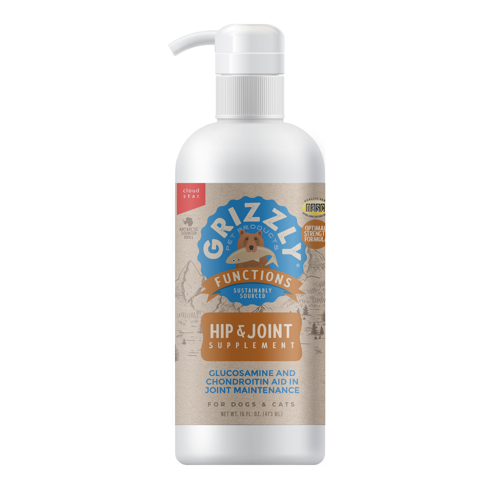 Grizzly Pet Products-Hip & Joint Liquid Supplement for Dogs & Cats