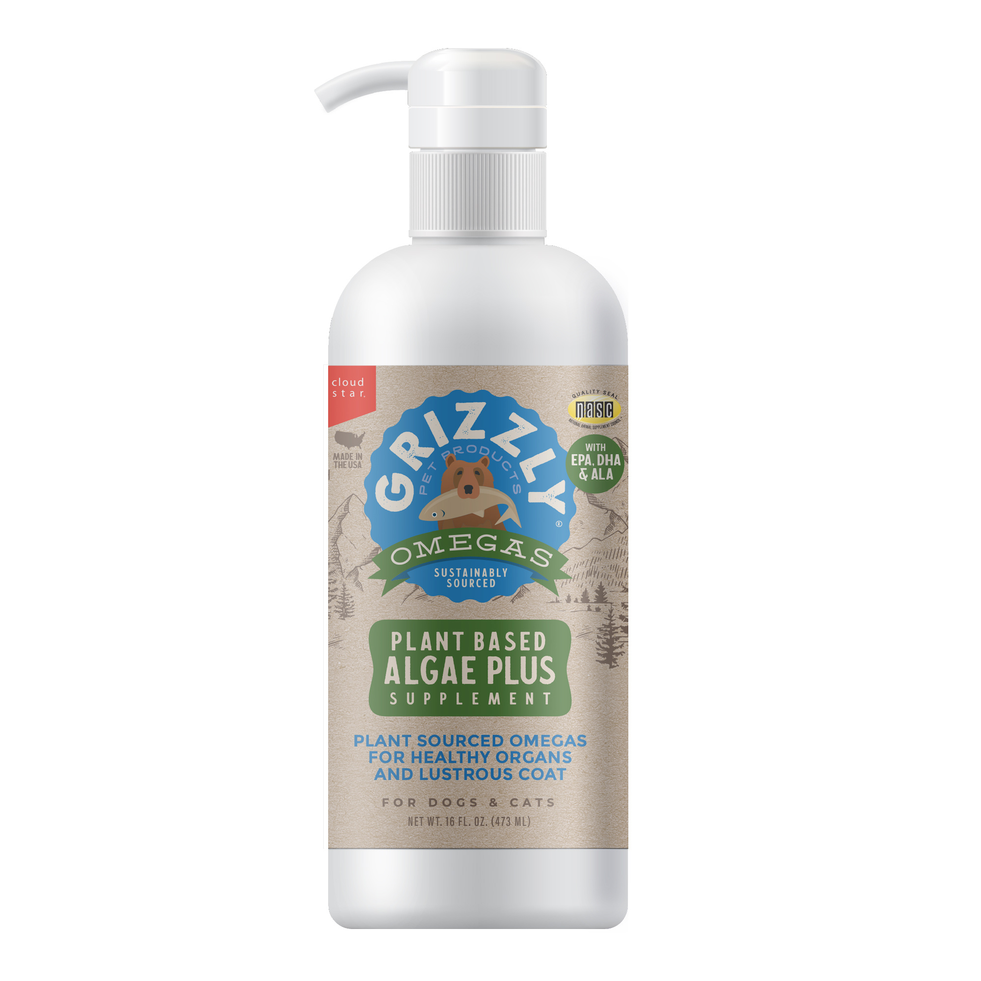 Grizzly Pet Products-Algae Plus Oil for Dogs & Cats