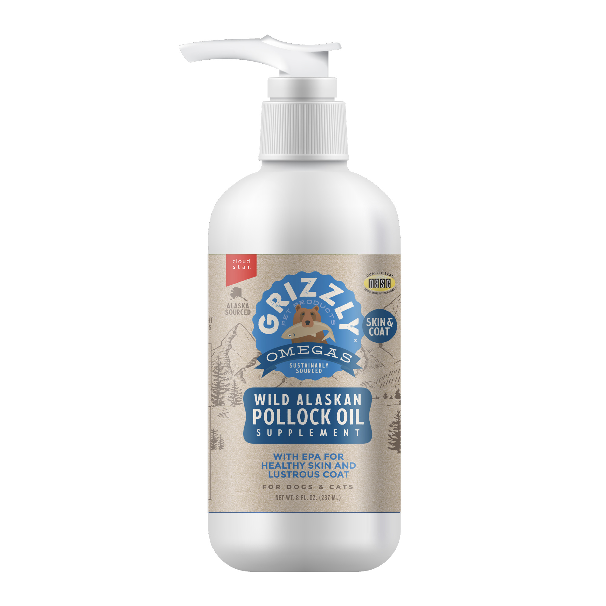 Grizzly Pet Products-Wild Alaskan Pollock Oil for Dogs & Cats