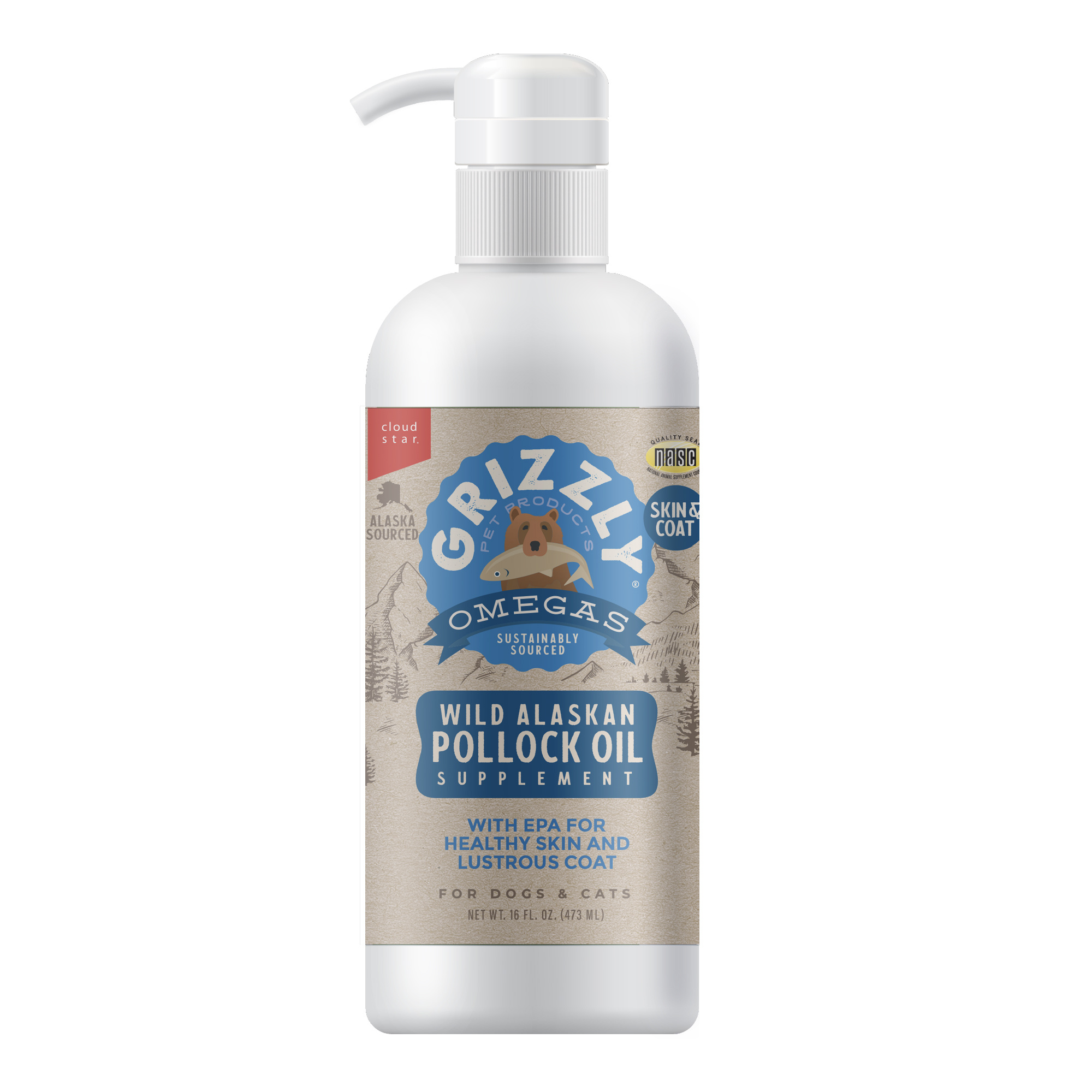 Grizzly Pet Products-Wild Alaskan Pollock Oil for Dogs & Cats