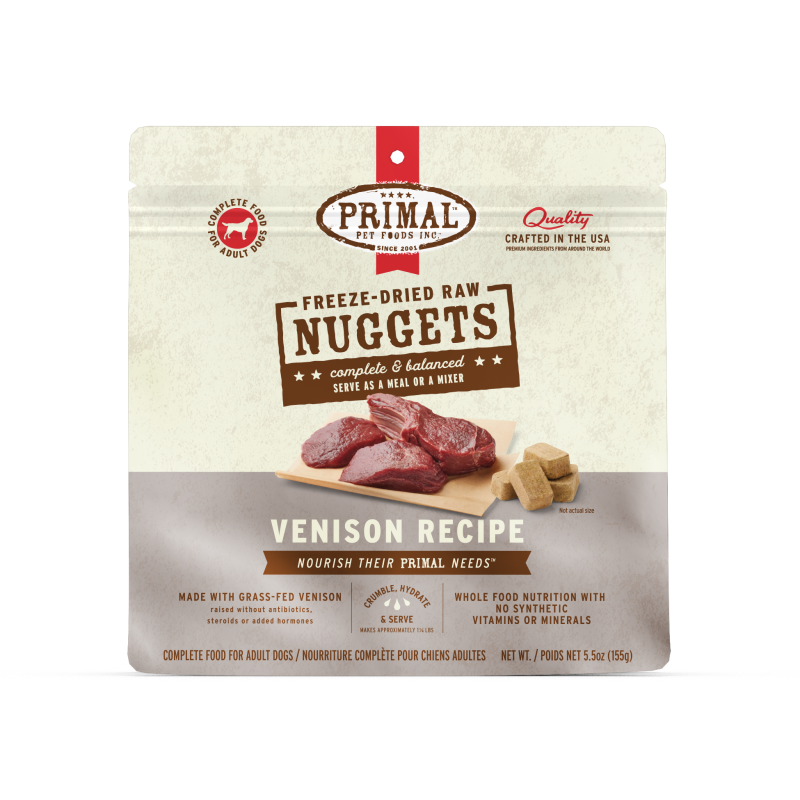 Primal-Freeze Dried Nuggets Grain Free Venison Formula Complete Diet for Dogs