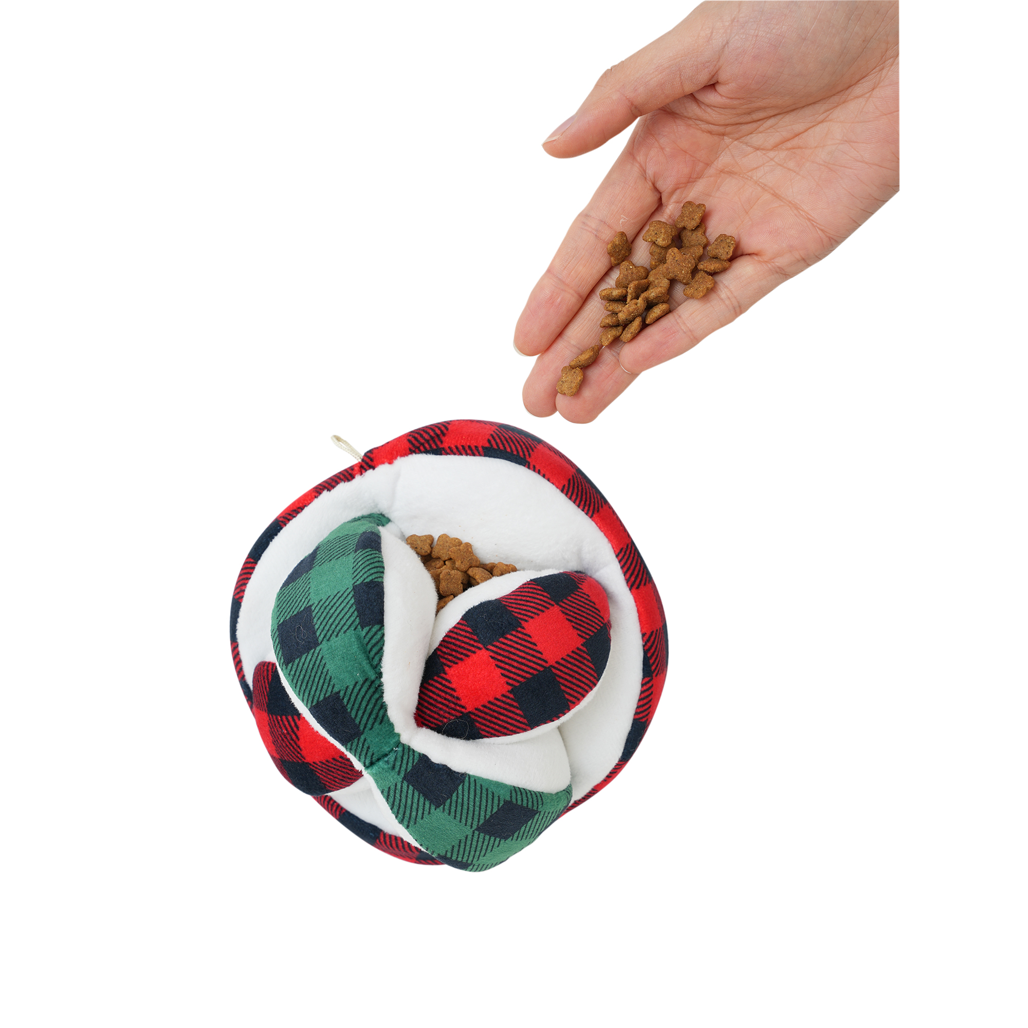Tall Tails-Plaid Ball Plush Puzzle Holiday Toy for Dogs