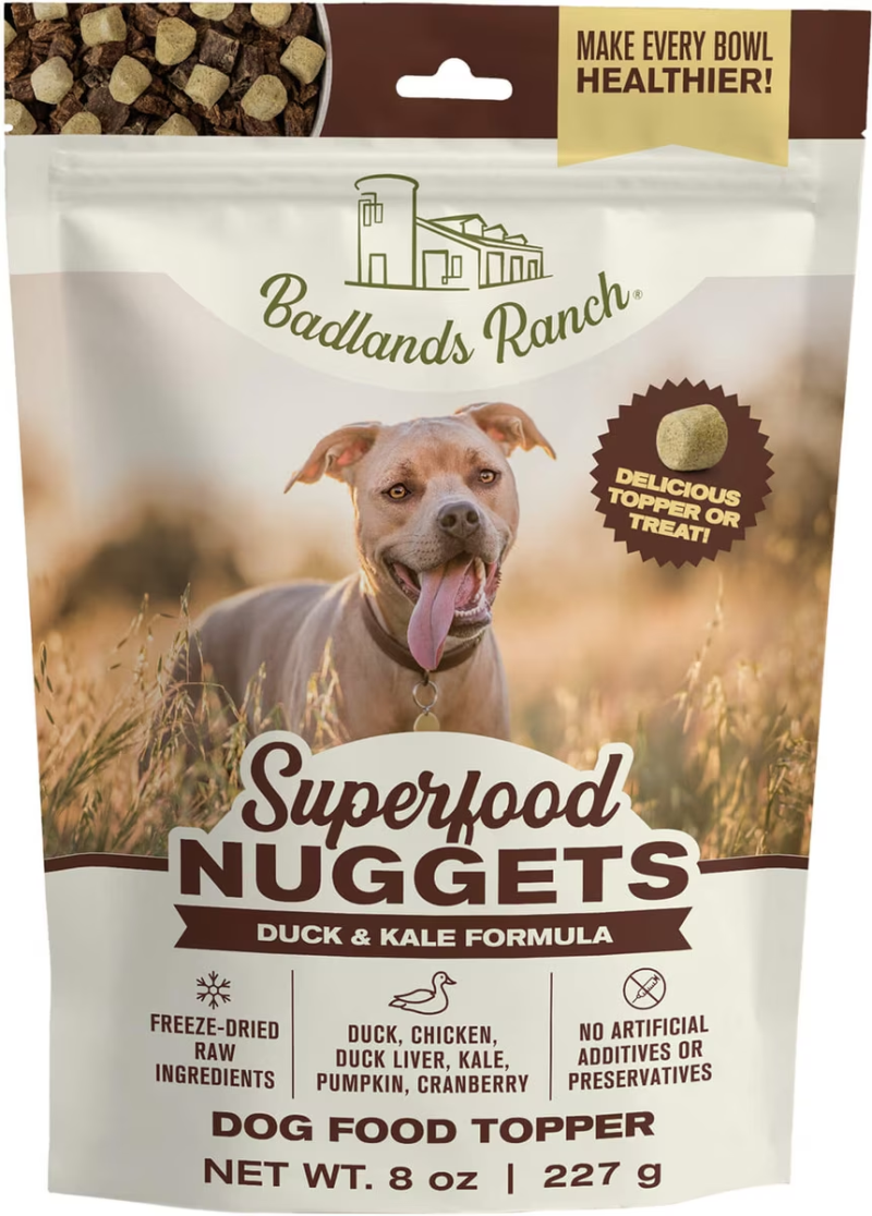 Badlands Ranch-Freeze Dried Superfood Duck and Kale Nuggets for Dogs