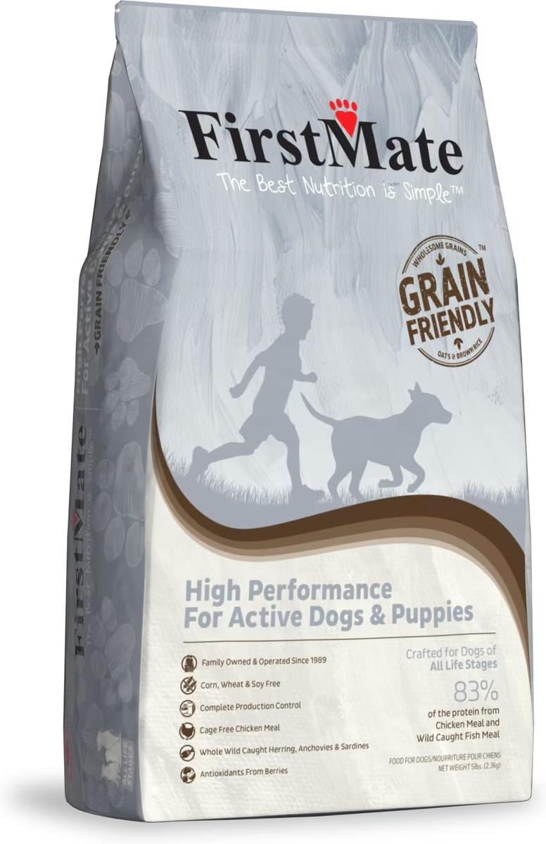 FirstMate-Grain Friendly High Performance Dry Dog Food for Active Dogs & Puppies