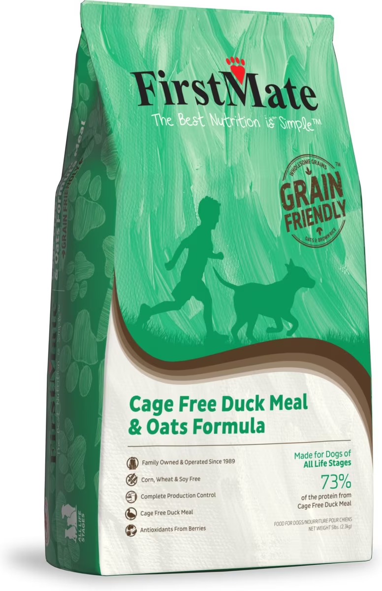 FirstMate-Grain Friendly Cage Free Duck Meal & Oats Formula Dry Dog Food
