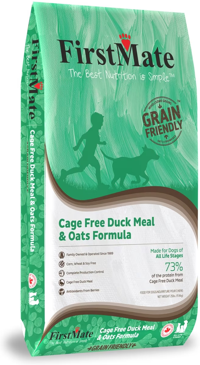 FirstMate-Grain Friendly Cage Free Duck Meal & Oats Formula Dry Dog Food