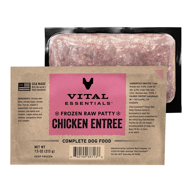Vital Essentials-Frozen Raw Patties Grain-Free Chicken Entree Dog Food