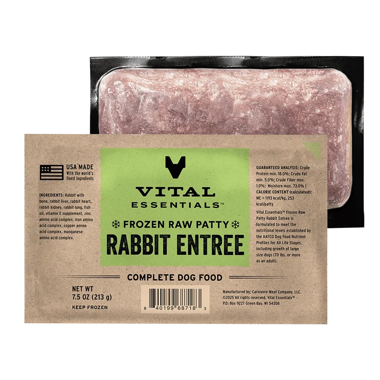 Vital Essentials-Frozen Raw Patties Grain-Free Rabbit Entree Dog Food