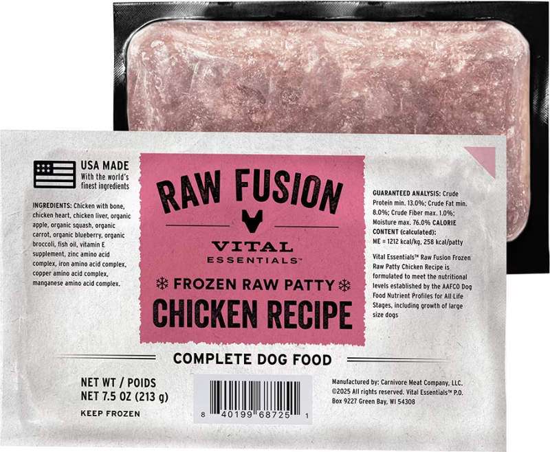 Vital Essentials-RAW FUSION Frozen Raw Patties Grain-Free Chicken Recipe Dog Food