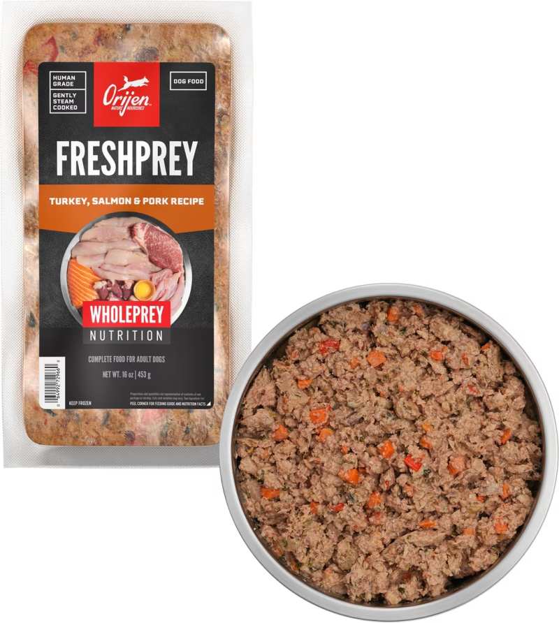 ORIJEN-FRESHPREY Turkey, Salmon & Pork Recipe Frozen Food for Dogs