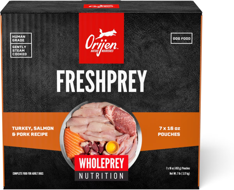 ORIJEN-FRESHPREY Turkey, Salmon & Pork Recipe Frozen Food for Dogs