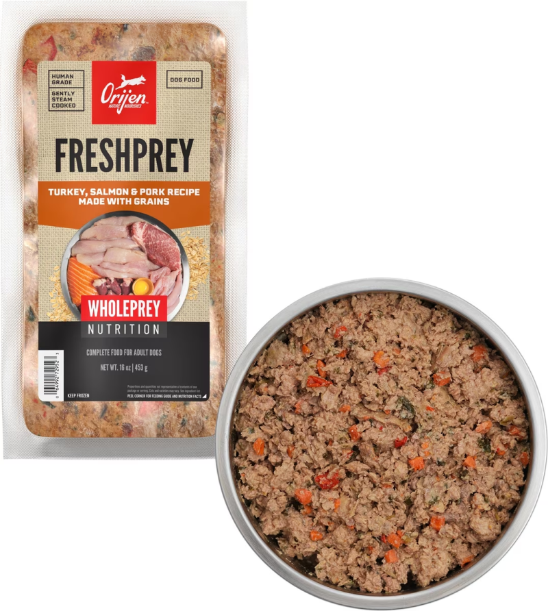 ORIJEN-FRESHPREY Turkey, Salmon & Pork Recipe With Grains Frozen Food for Dogs