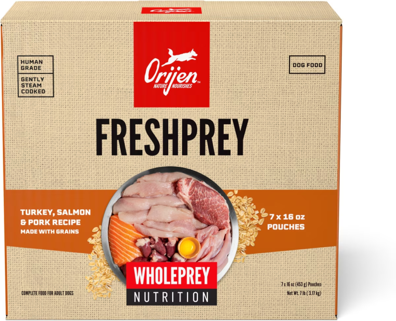 ORIJEN-FRESHPREY Turkey, Salmon & Pork Recipe With Grains Frozen Food for Dogs
