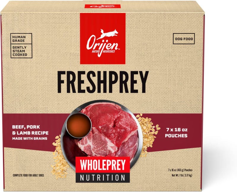 ORIJEN-FRESHPREY Beef, Pork & Lamb Recipe With Grains Frozen Food for Dogs