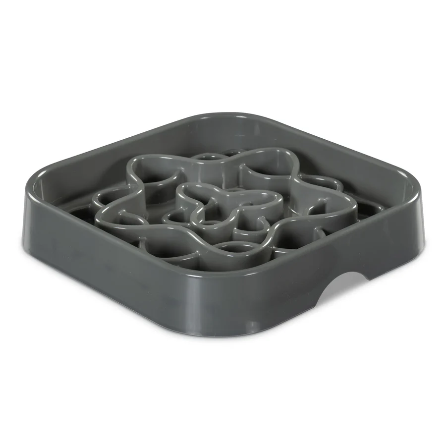 Messy Mutts-Interactive Square Slow Feeder for Dogs in Cool Grey