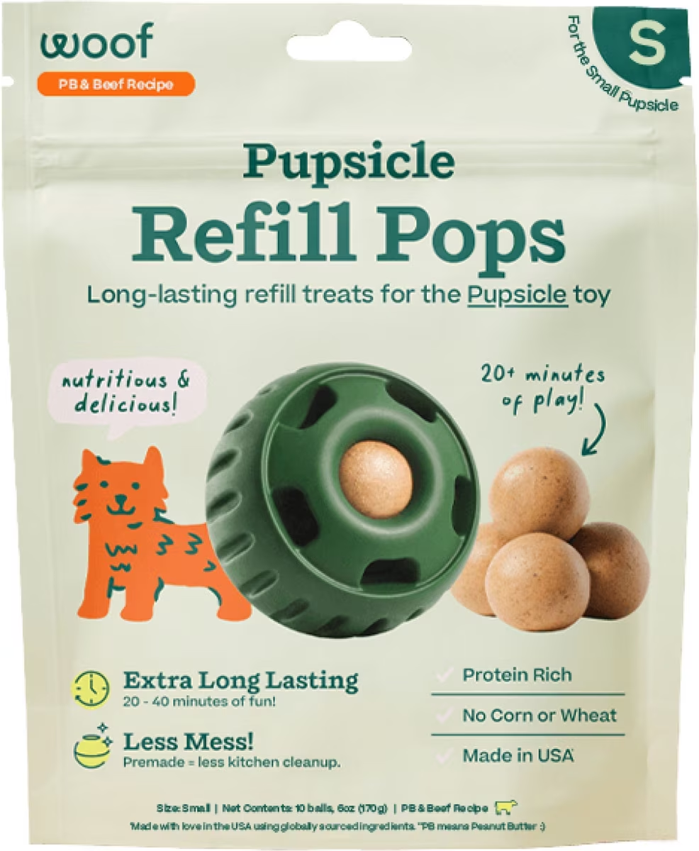 Woof-Pupsicle Pops Refills Beef & Peanut Butter Grain-Free Lickable Dog Treats