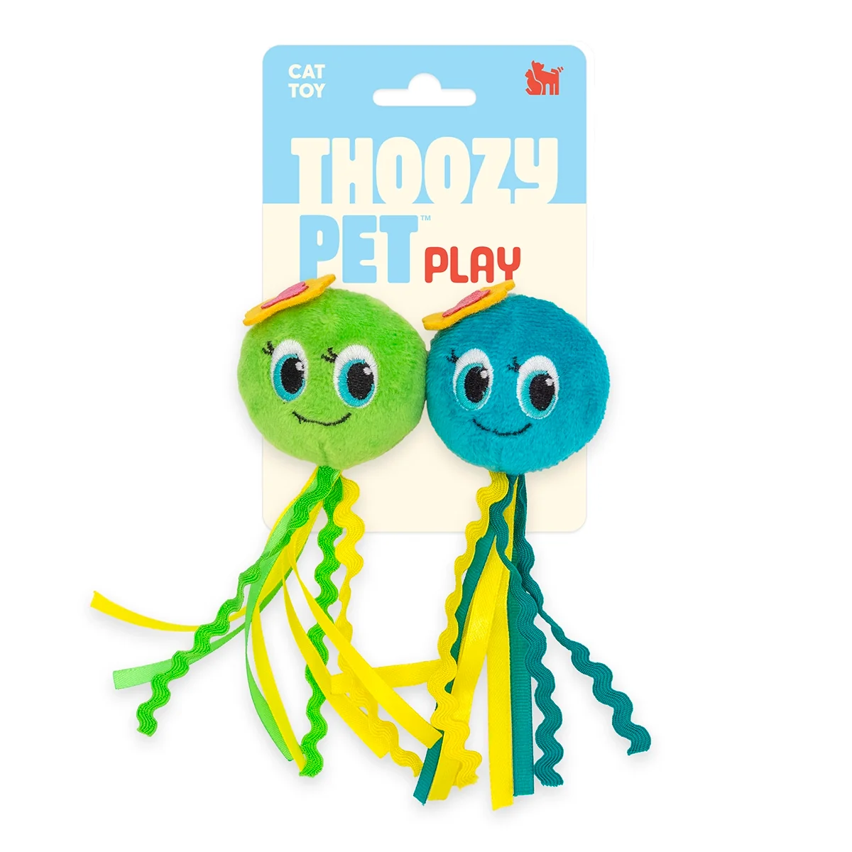 ThoozyPet-Octopus with Ribbon Tails Cat Toy 2pk