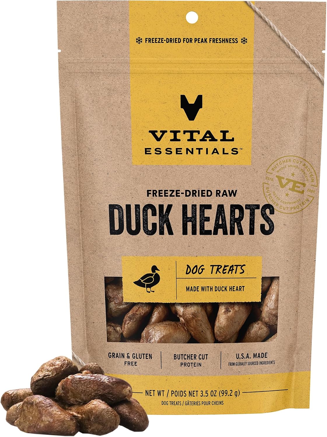 Vital Essentials-Freeze-Dried Duck Hearts Dog Treats