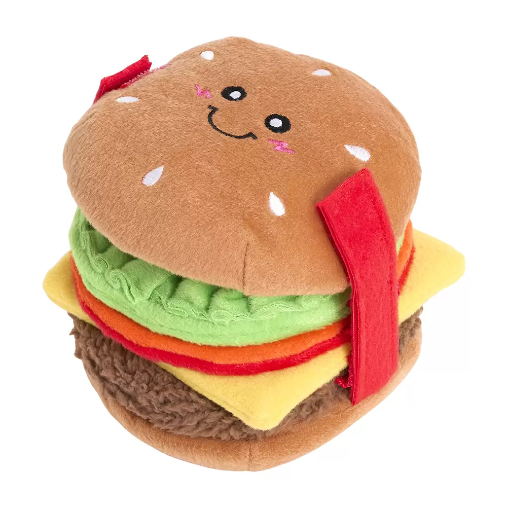 Zippy Paws-Snufflerz Stacks Cheeseburger Interactive Plush Dog Toy