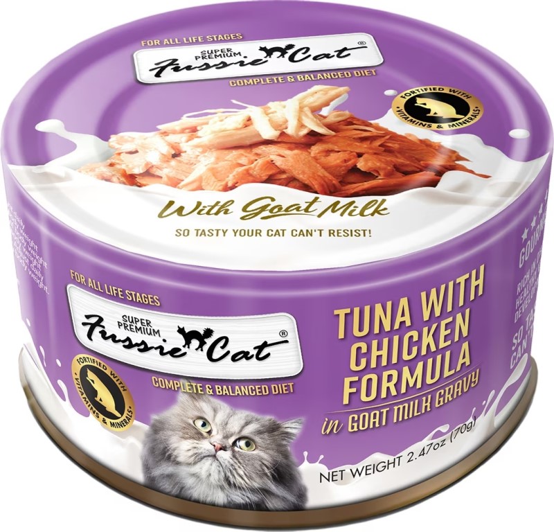 Fussie Cat-Tuna with Chicken in Goat Milk Gravy Shredded Canned Cat Food