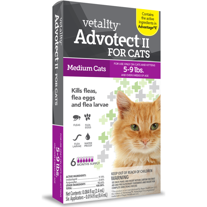 Vetality-Advotect II Monthly Topical Flea and Tick Treatment for Medium Cats