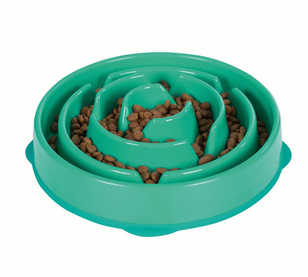 Outward Hound-Fun Feeder Slo-Bowl Feeder for Dogs in Teal