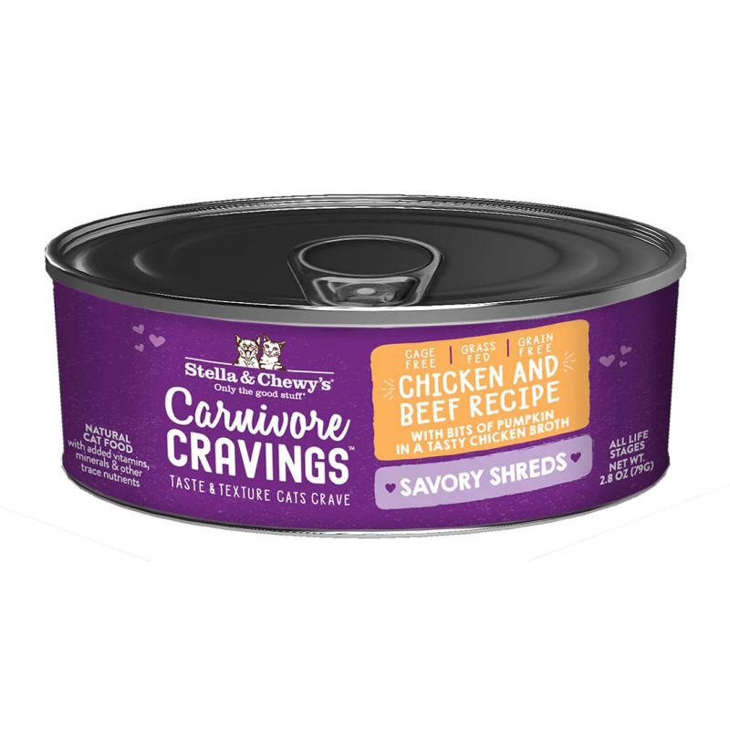 Stella & Chewy's-Carnivore Cravings Savory Shreds Chicken & Beef Dinner in Broth Wet Cat Food