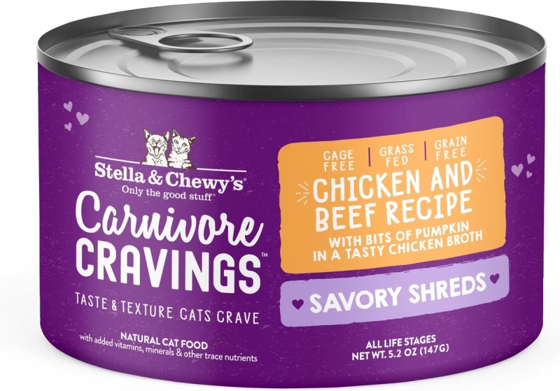 Stella & Chewy's-Carnivore Cravings Savory Shreds Chicken & Beef Dinner in Broth Wet Cat Food