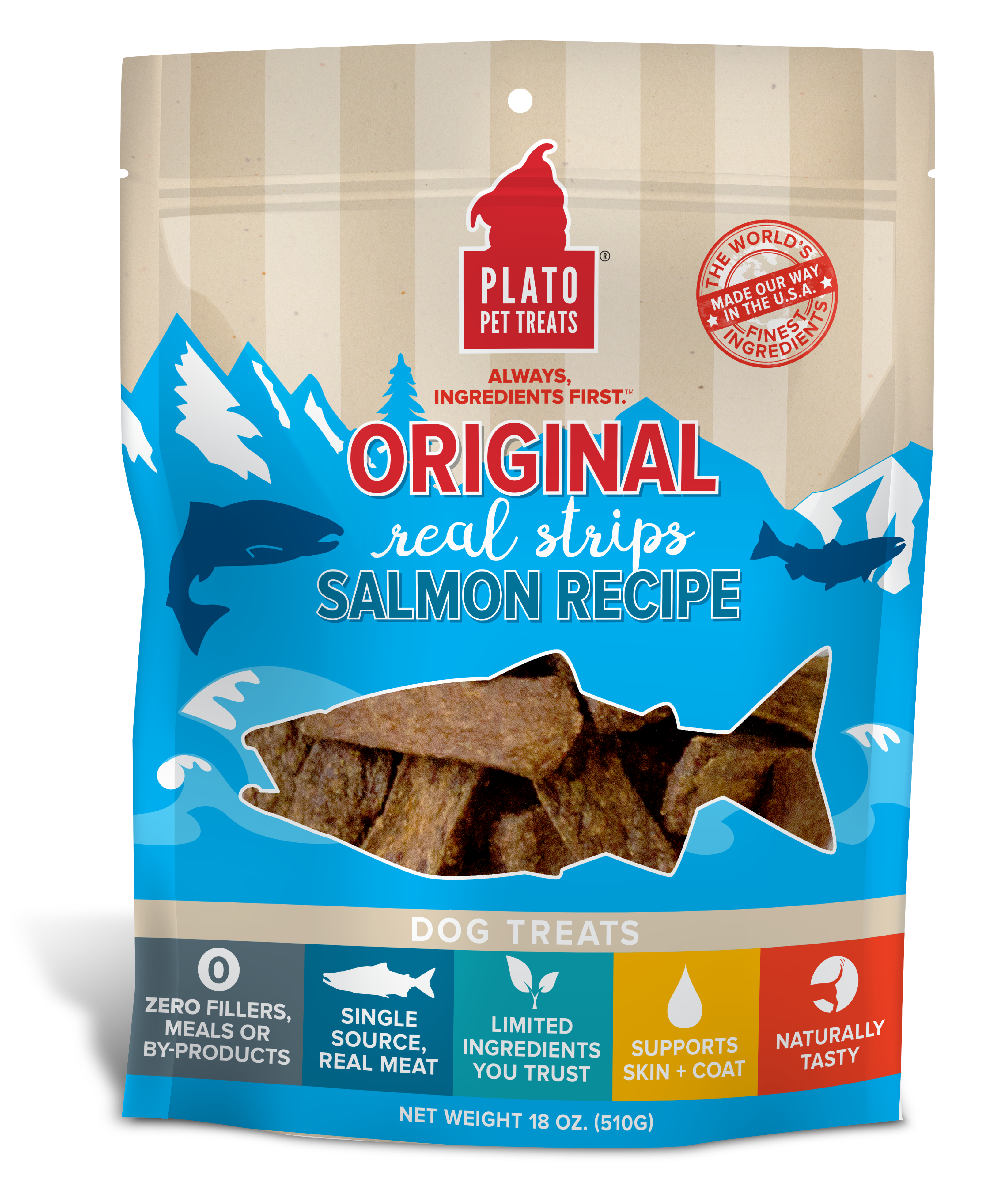 Plato-All Natural Salmon Strips Dog Treats