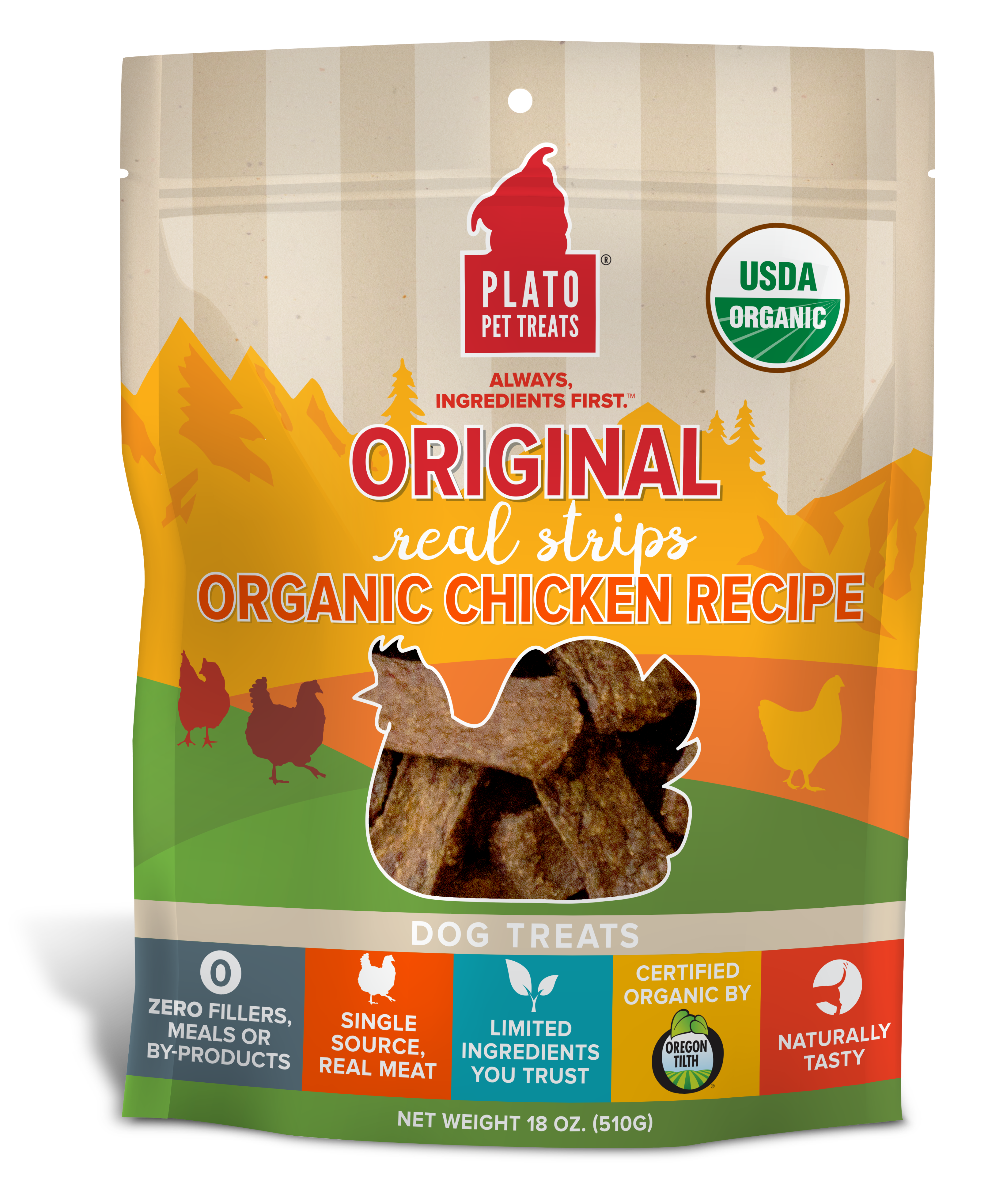 Plato-Organic Chicken Strips Dog Treats