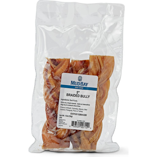 Mud Bay Braided Bully Stick Dog Treats, 5-in, 3-pack-