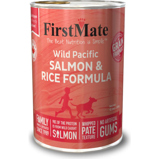 FirstMate Grain Friendly Canned Dog Food, Salmon & Rice, 12.2-oz-