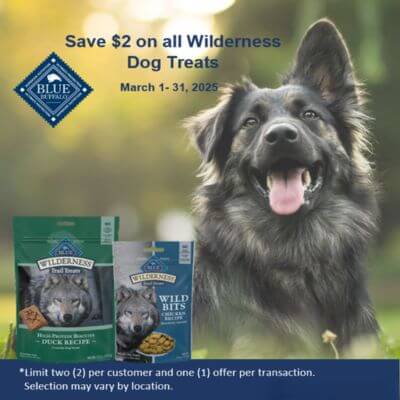 Save $2.00 on Wilderness Dog Treats.