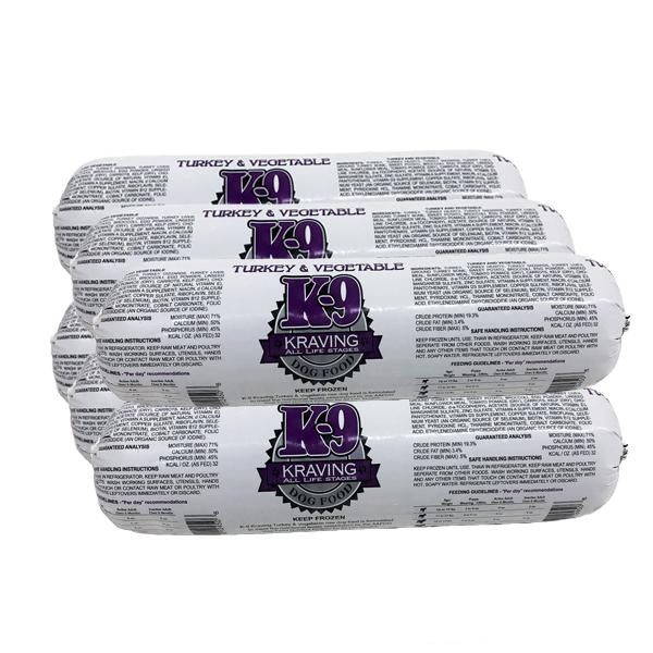 K-9 Kraving Frozen Chub, 5 lb, Turkey & Vegetable