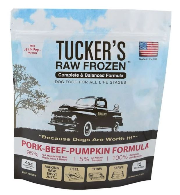 Tucker's Frozen Raw, 3lb, Pork, Beef & Pumpkin