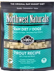 NWN Frozen Raw Dog Food Nuggets Trout 6lb