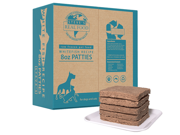 Steve's Frozen Raw Patties for Dogs, Whitefish