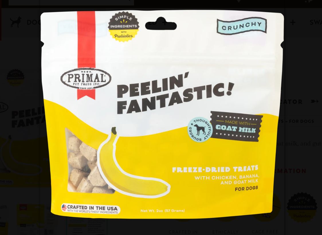 Primal Freeze-Dried Goat Milk Treats for Dogs "Peelin' Fantastic" 2oz-Chicken and Banana