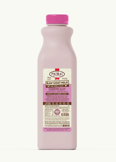 Primal Frozen Raw Goat's Milk, Cranberry Blast