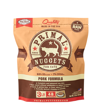 Primal Frozen Raw Pork Nuggets for Cats 3lb