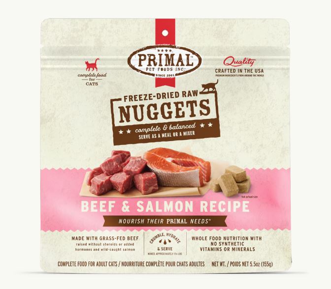 Primal Freeze-Dried Raw Beef & Salmon Nuggets for Cats