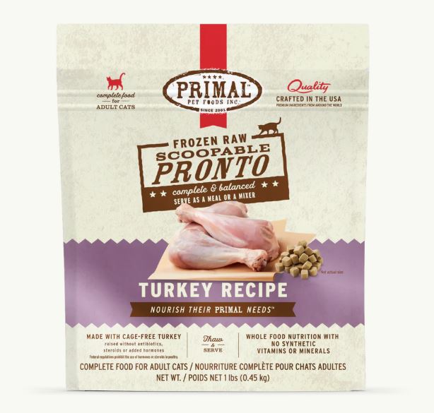 Primal Pronto Frozen Raw Turkey for Cats, 1lb