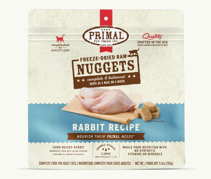 Primal Freeze-Dried Raw Rabbit Nuggets for Cats