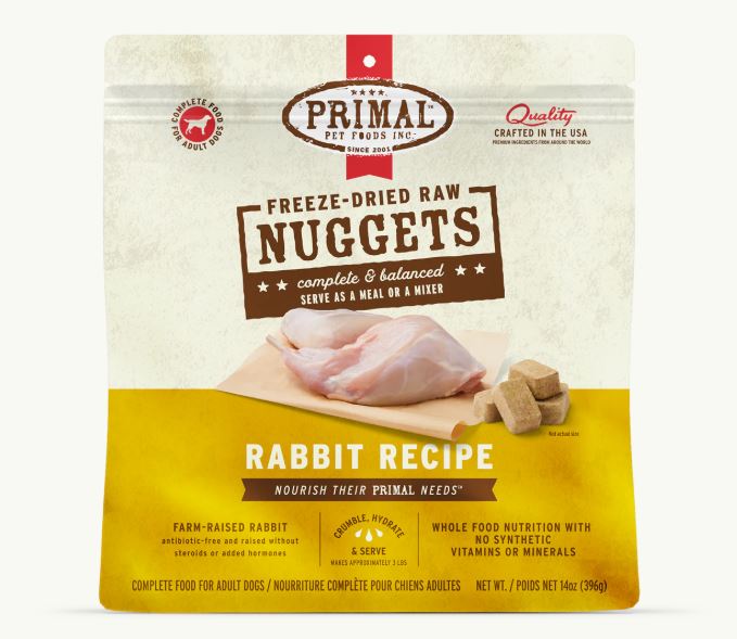 Primal Freeze-Dried Raw Nuggets for Dogs, Rabbit